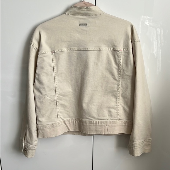 PINK TARTAN NWOT Beige Twill Jacket Mandarin Collar, Size S - Picture 6 of 9